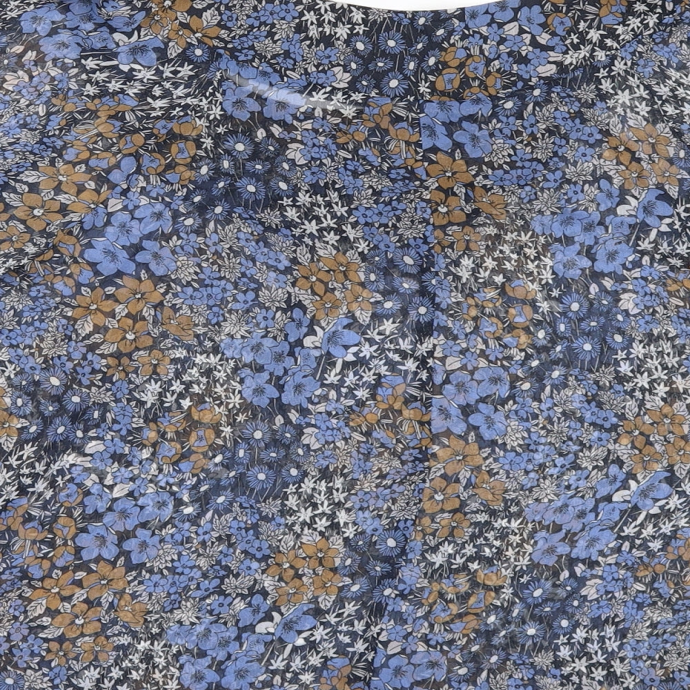 F&F Womens Blue Floral  Tunic Blouse Size 14