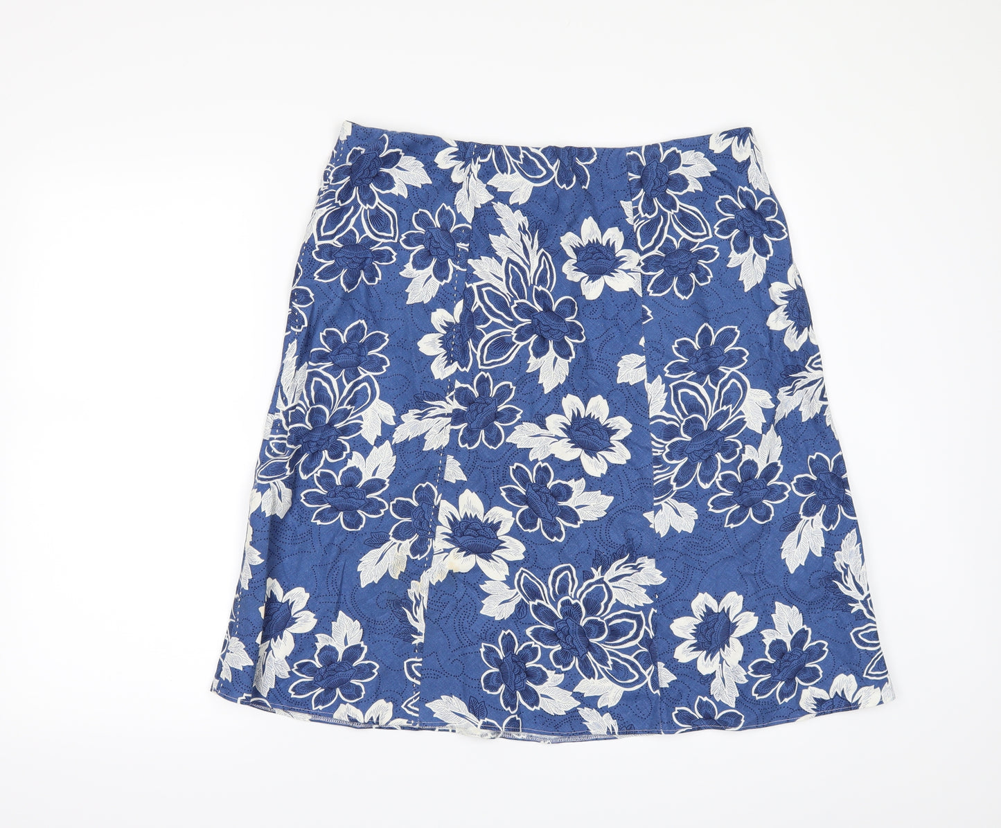 Evans Womens Blue Floral  A-Line Skirt Size 16