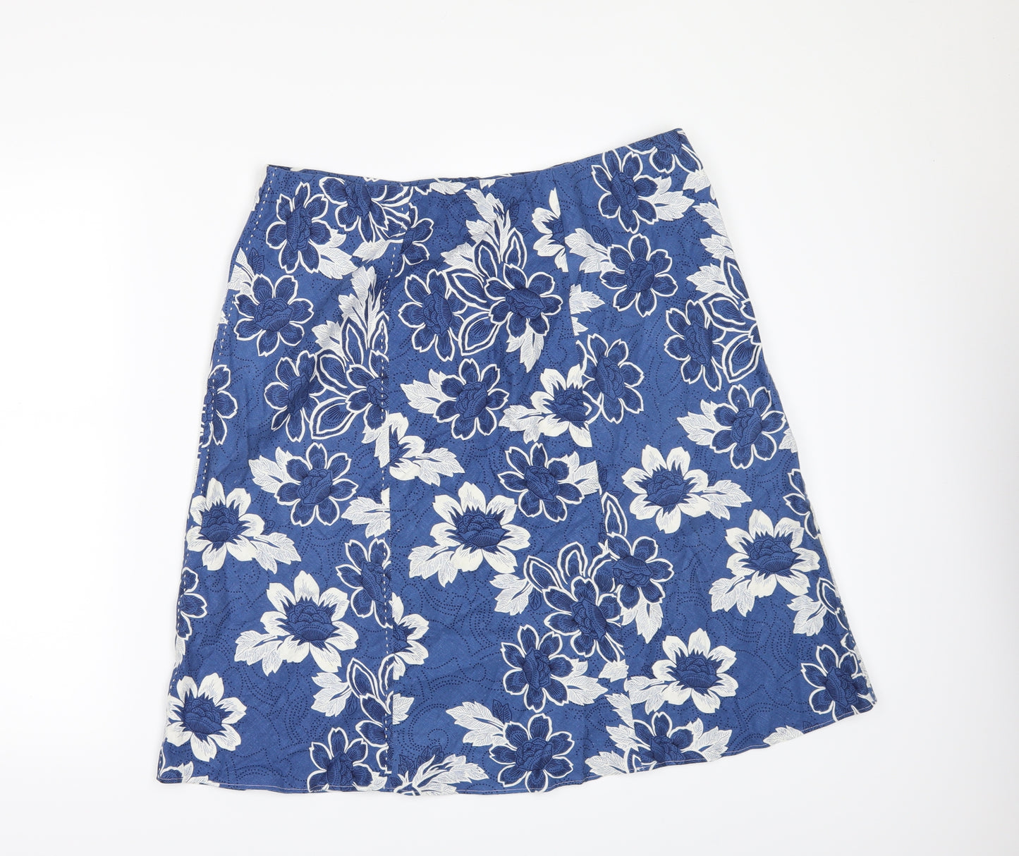 Evans Womens Blue Floral  A-Line Skirt Size 16