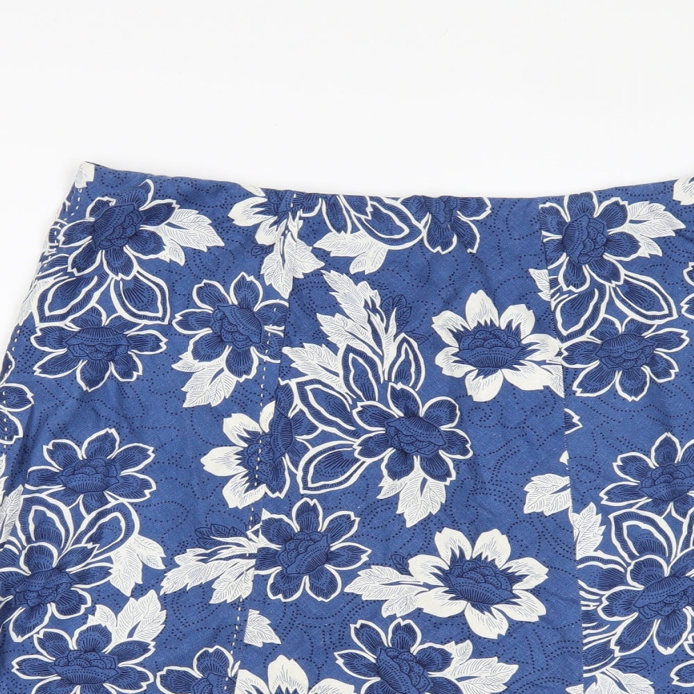 Evans Womens Blue Floral  A-Line Skirt Size 16