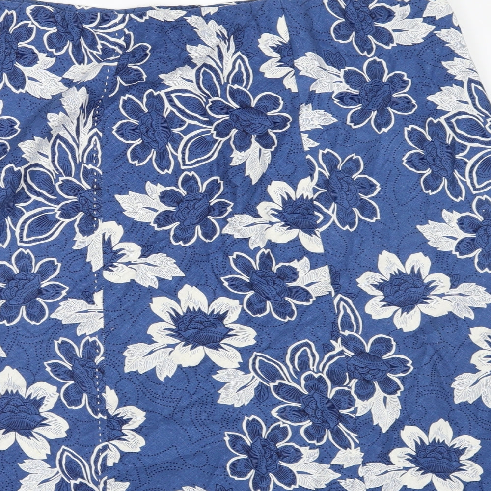 Evans Womens Blue Floral  A-Line Skirt Size 16