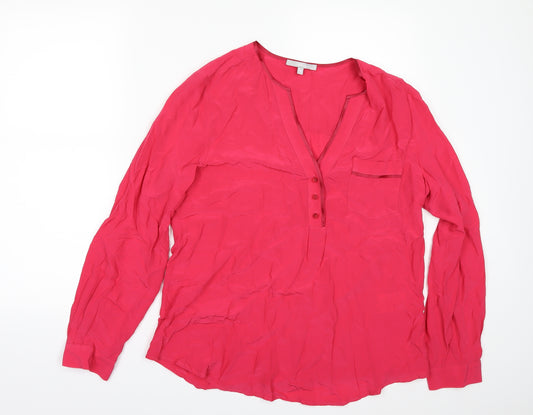 Front view of BSH73 women’s pink tunic blouse, size UK 8