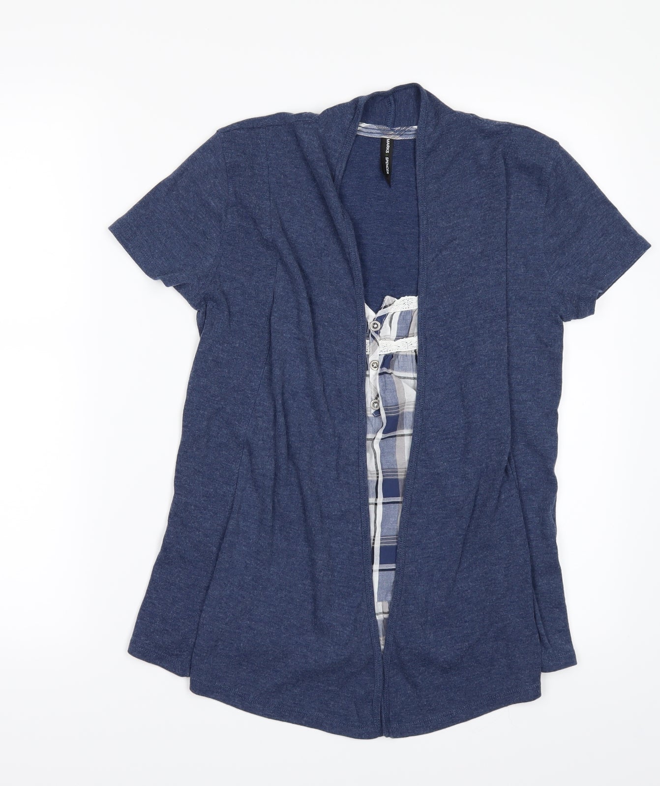 Marks and Spencer Womens Blue Check  Tunic Blouse Size 8