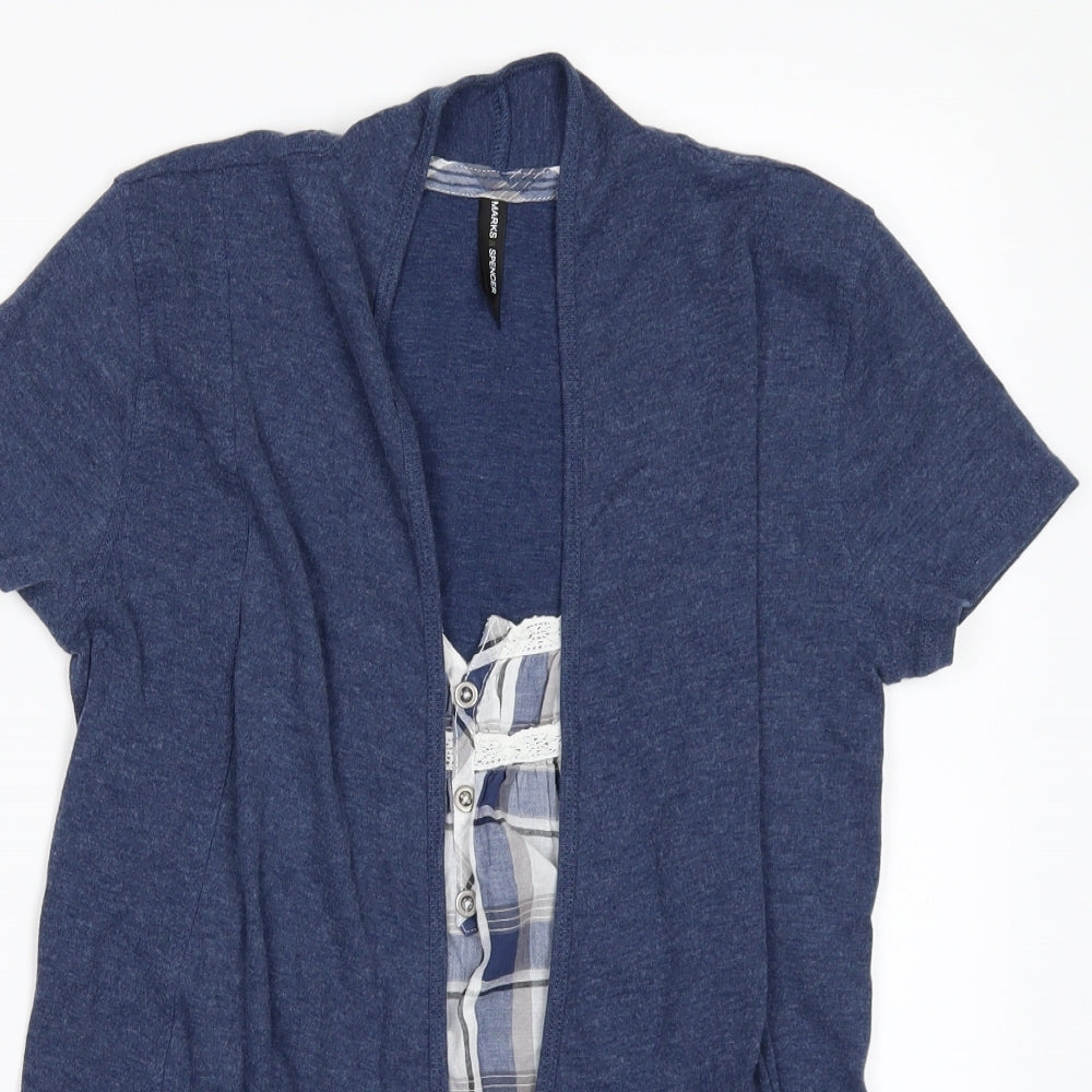 Marks and Spencer Womens Blue Check  Tunic Blouse Size 8