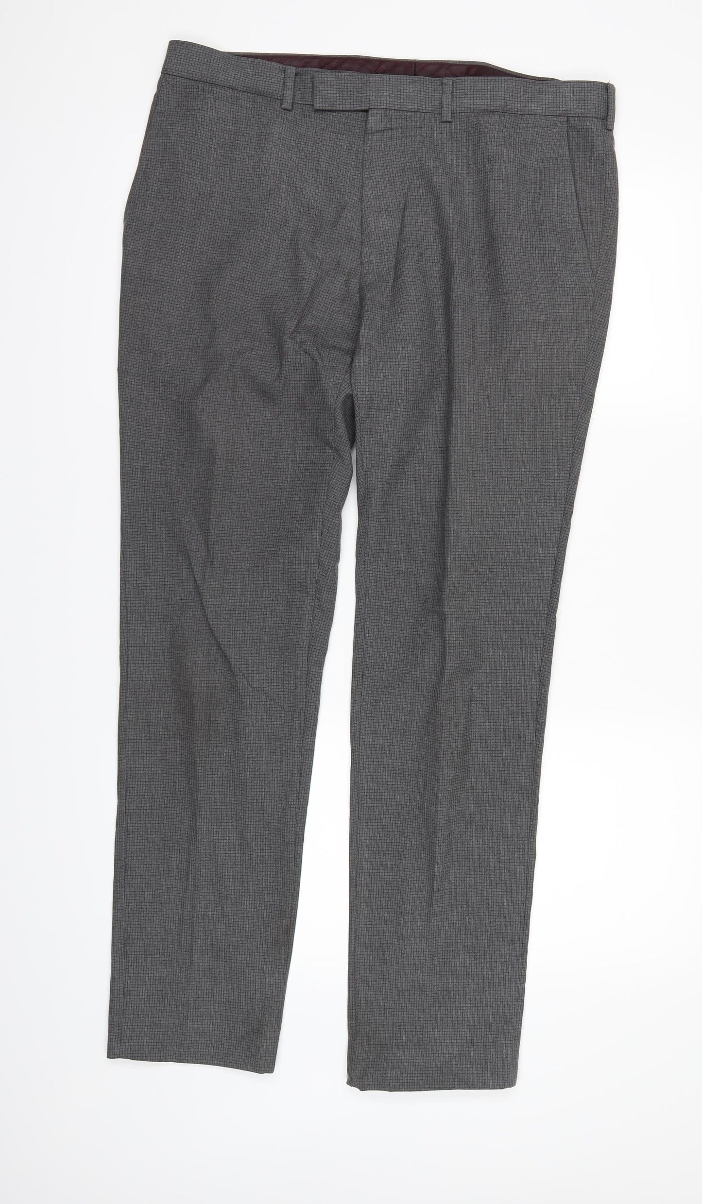 Marks and Spencer Mens Grey Check  Trousers  Size 34 L31 in