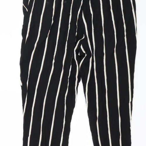H&M Womens Black Striped  Trousers  Size 12 L25 in