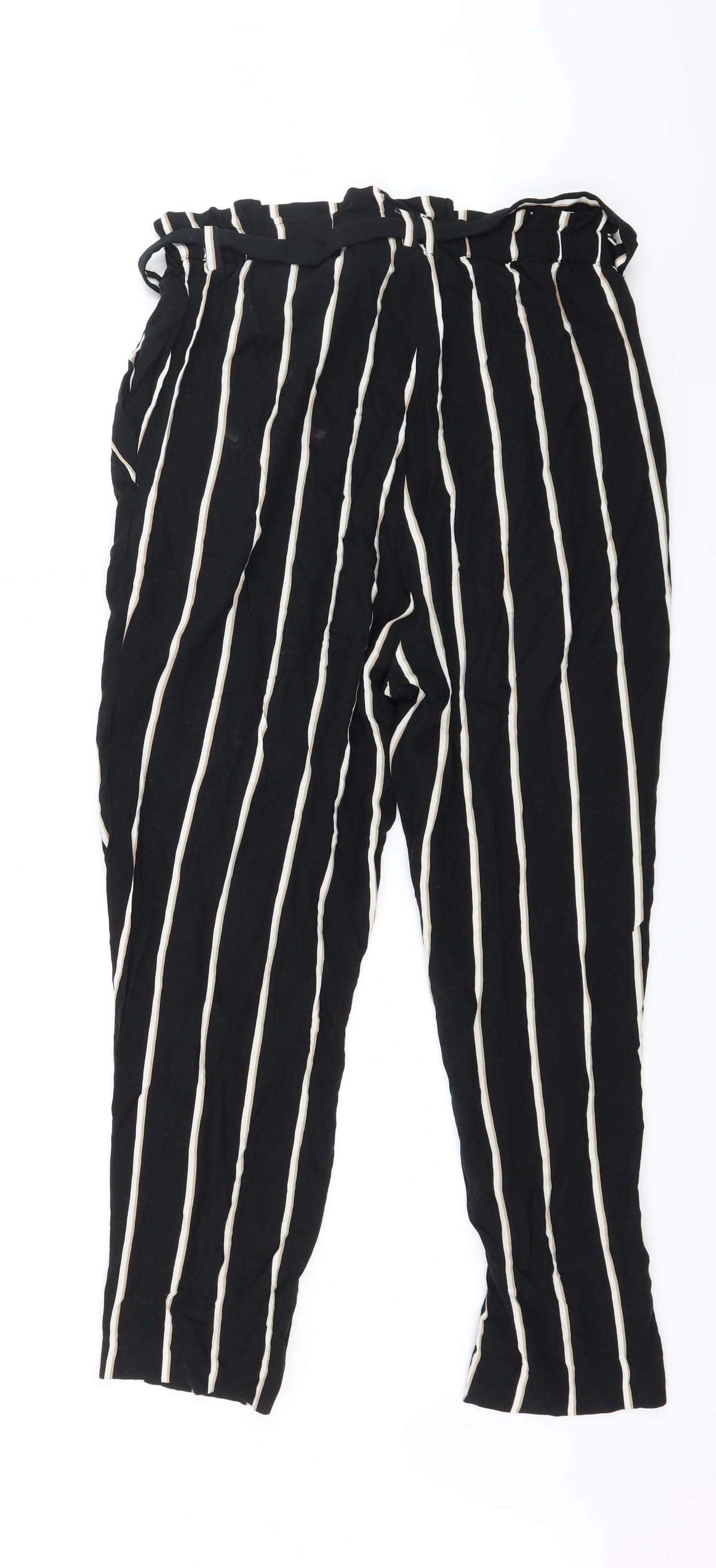 H&M Womens Black Striped  Trousers  Size 12 L25 in