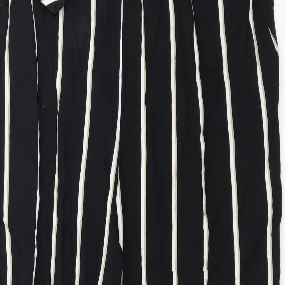 H&M Womens Black Striped  Trousers  Size 12 L25 in