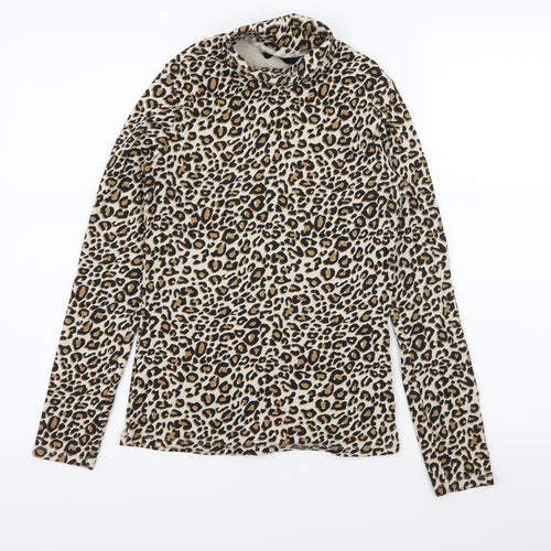 George Girls Brown Animal Print Jersey Basic T-Shirt Size 12-13 Years
