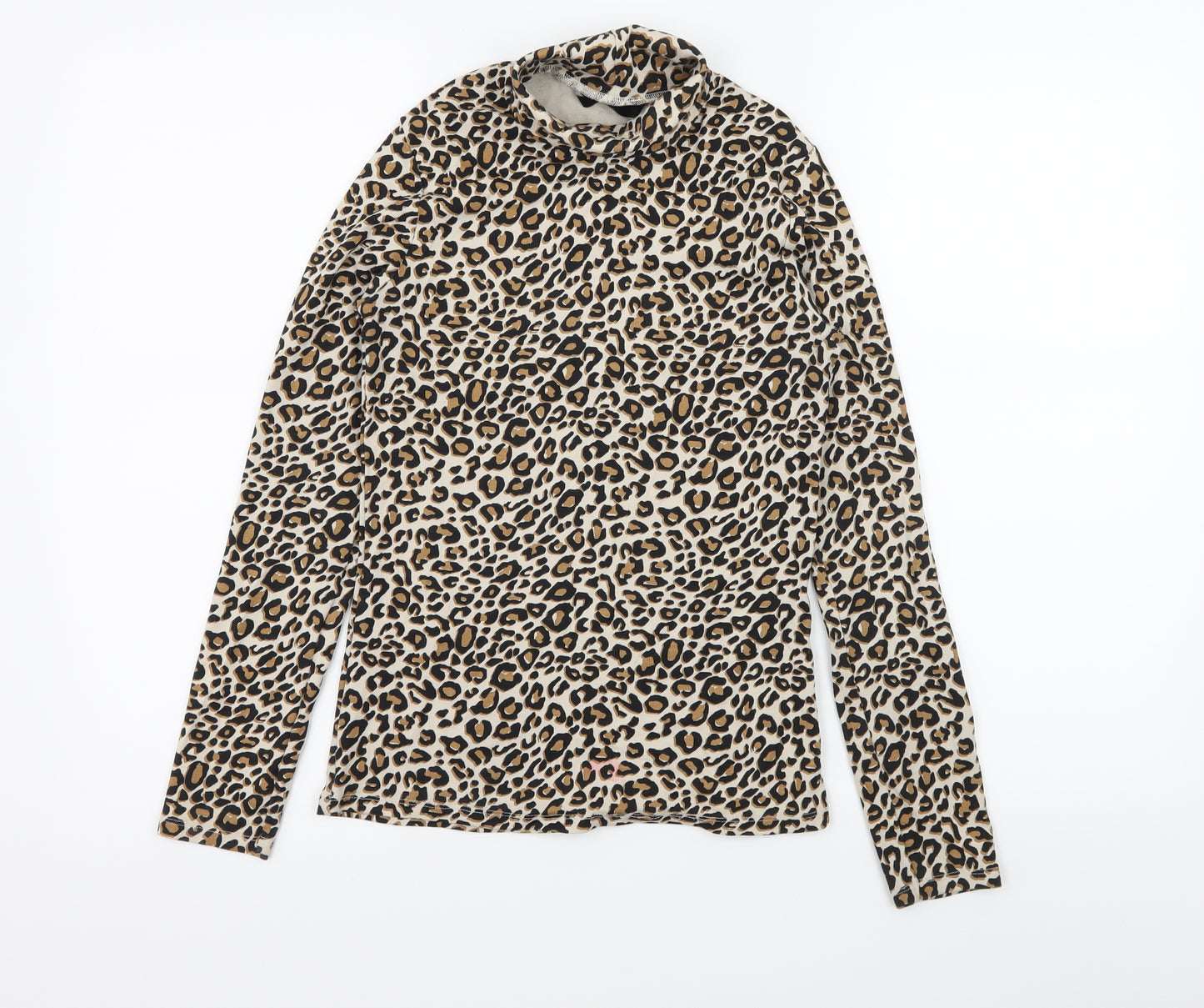 George Girls Brown Animal Print Jersey Basic T-Shirt Size 12-13 Years