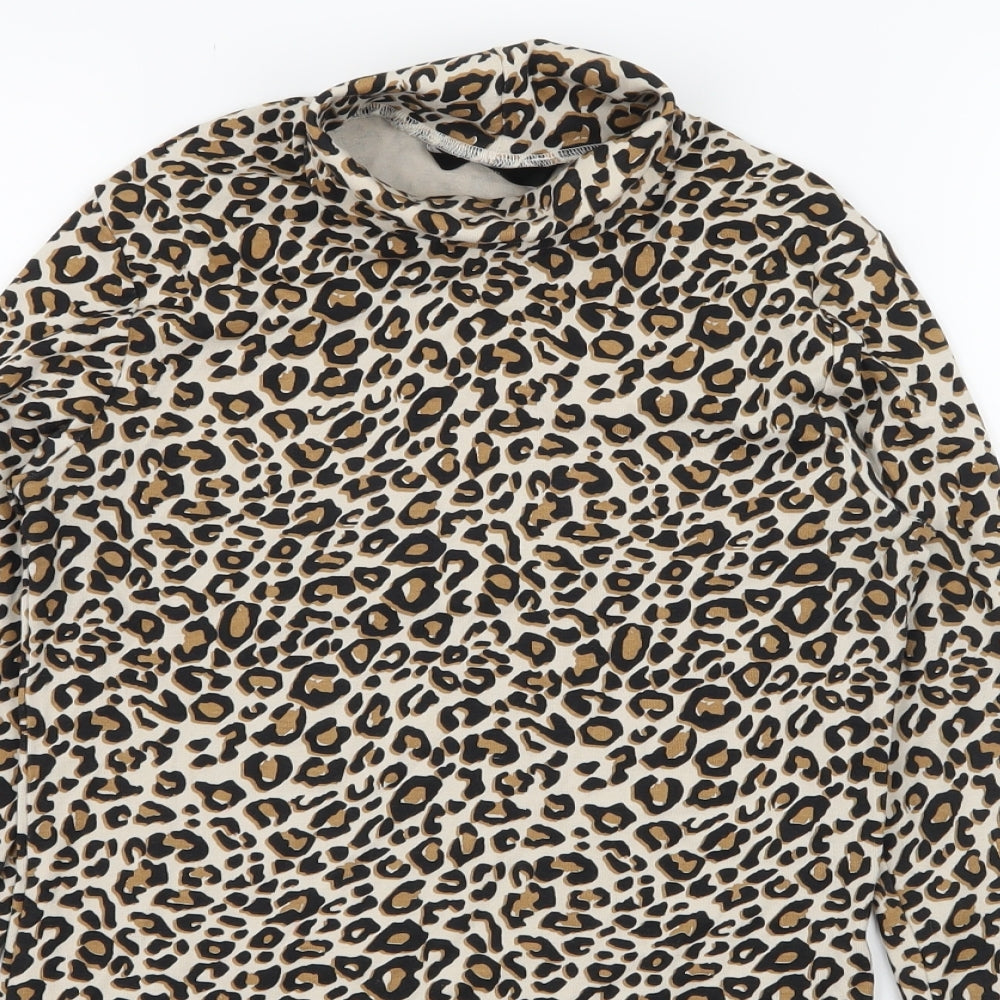 George Girls Brown Animal Print Jersey Basic T-Shirt Size 12-13 Years