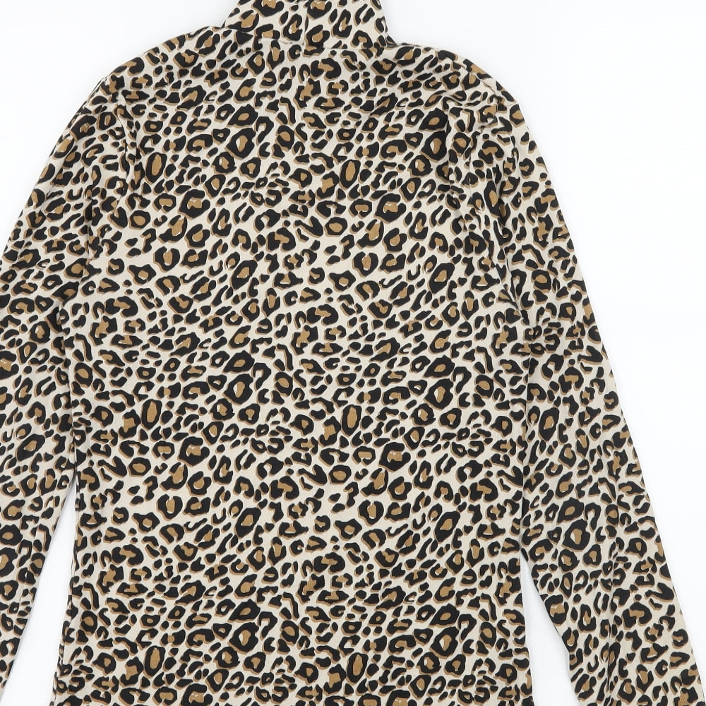 George Girls Brown Animal Print Jersey Basic T-Shirt Size 12-13 Years