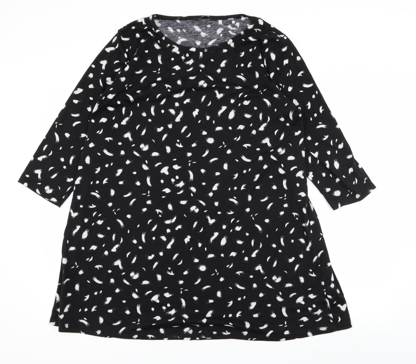 George Womens Black Geometric Jersey Basic T-Shirt Size 16
