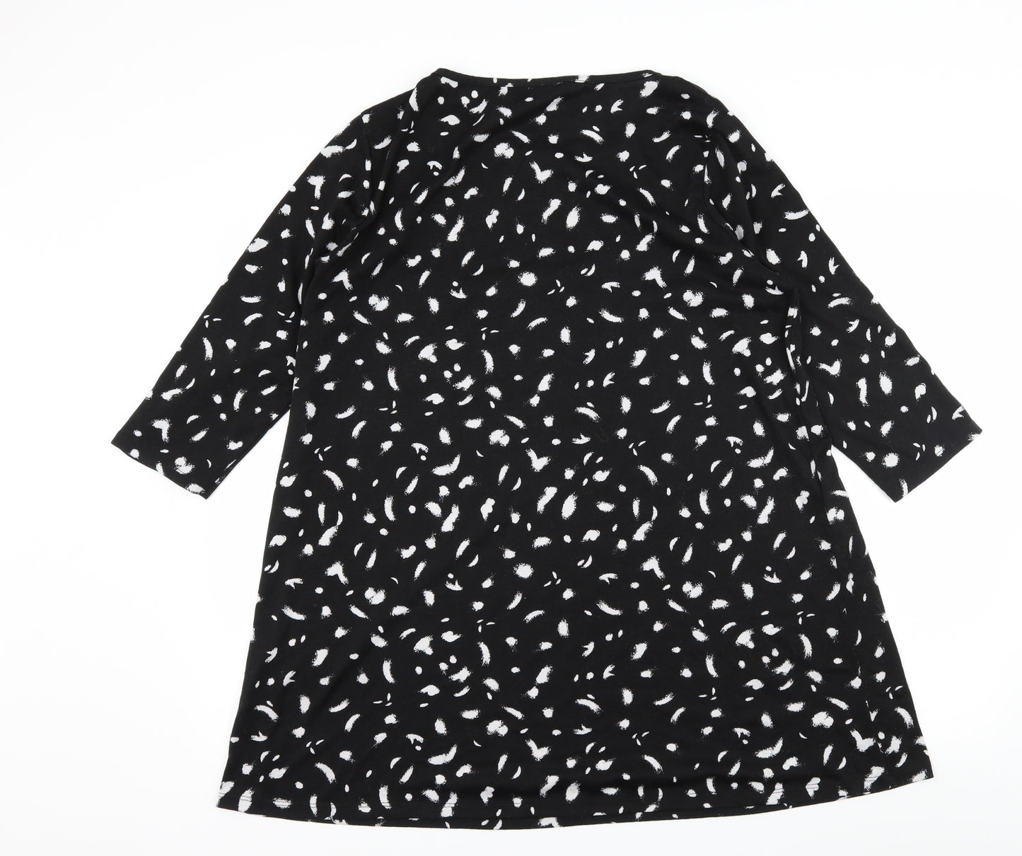 George Womens Black Geometric Jersey Basic T-Shirt Size 16