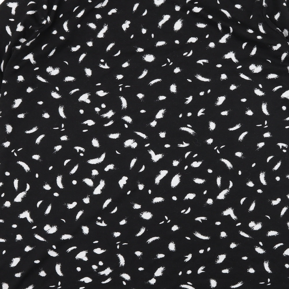 George Womens Black Geometric Jersey Basic T-Shirt Size 16
