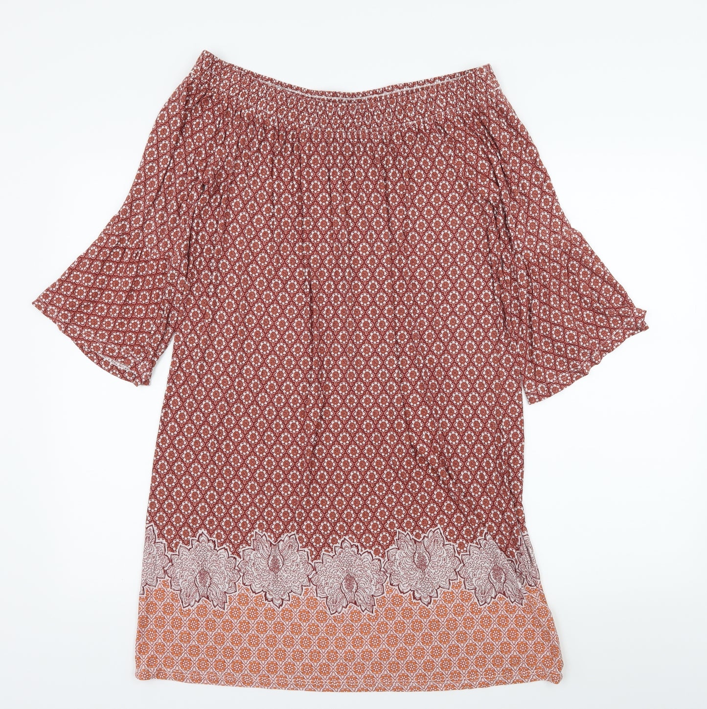 NEXT Womens Orange Geometric Jersey A-Line  Size 8