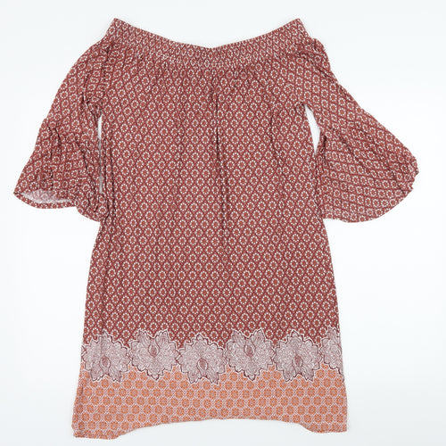 NEXT Womens Orange Geometric Jersey A-Line  Size 8