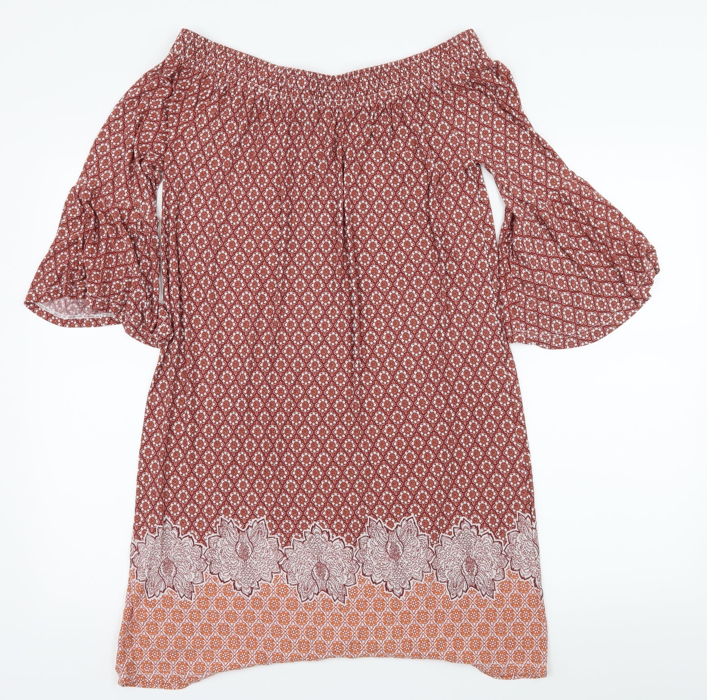 NEXT Womens Orange Geometric Jersey A-Line  Size 8