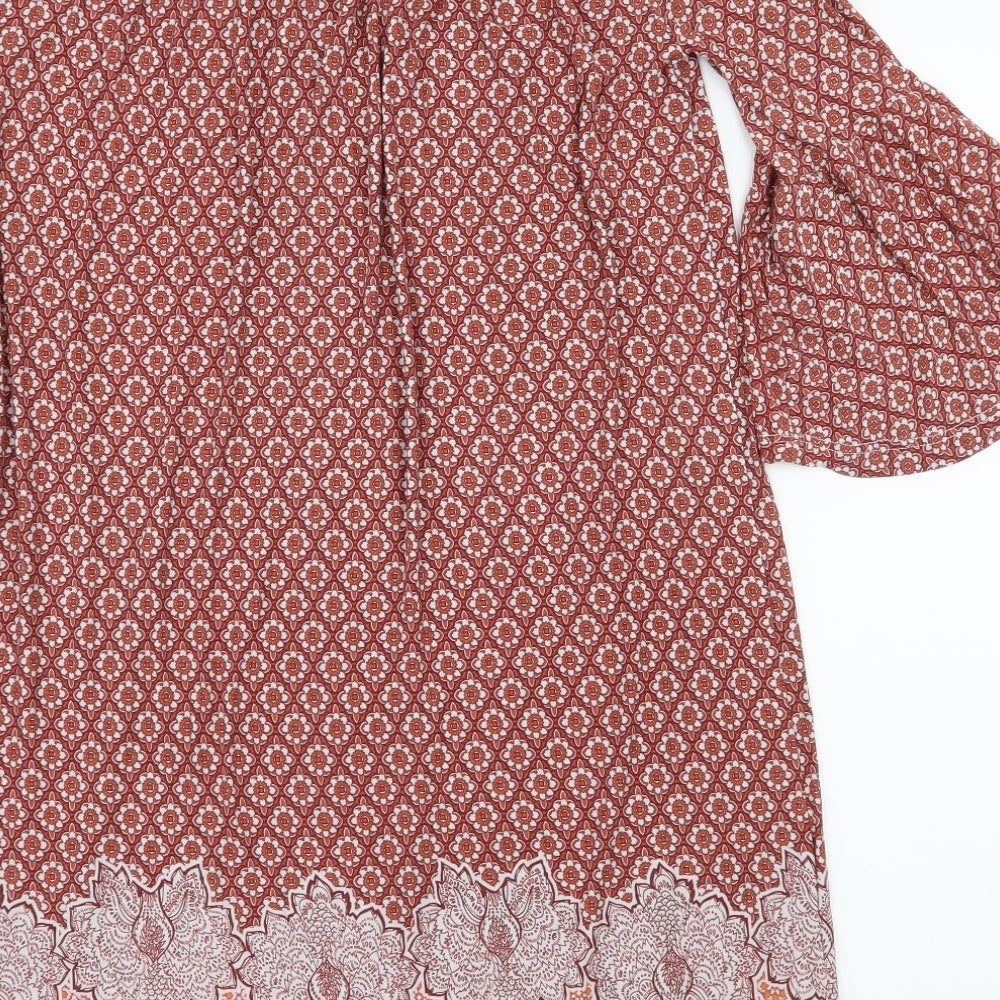 NEXT Womens Orange Geometric Jersey A-Line  Size 8