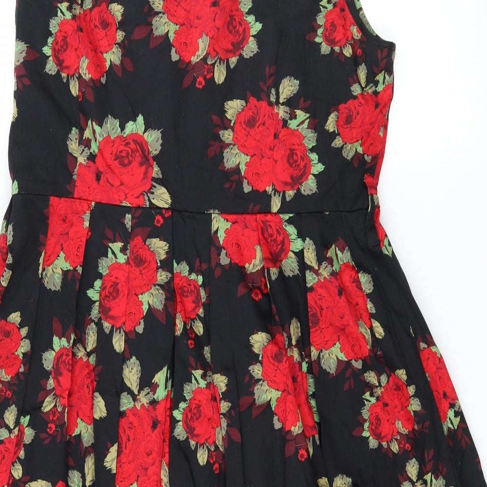 Papaya Womens Black Floral  Fit & Flare  Size 16