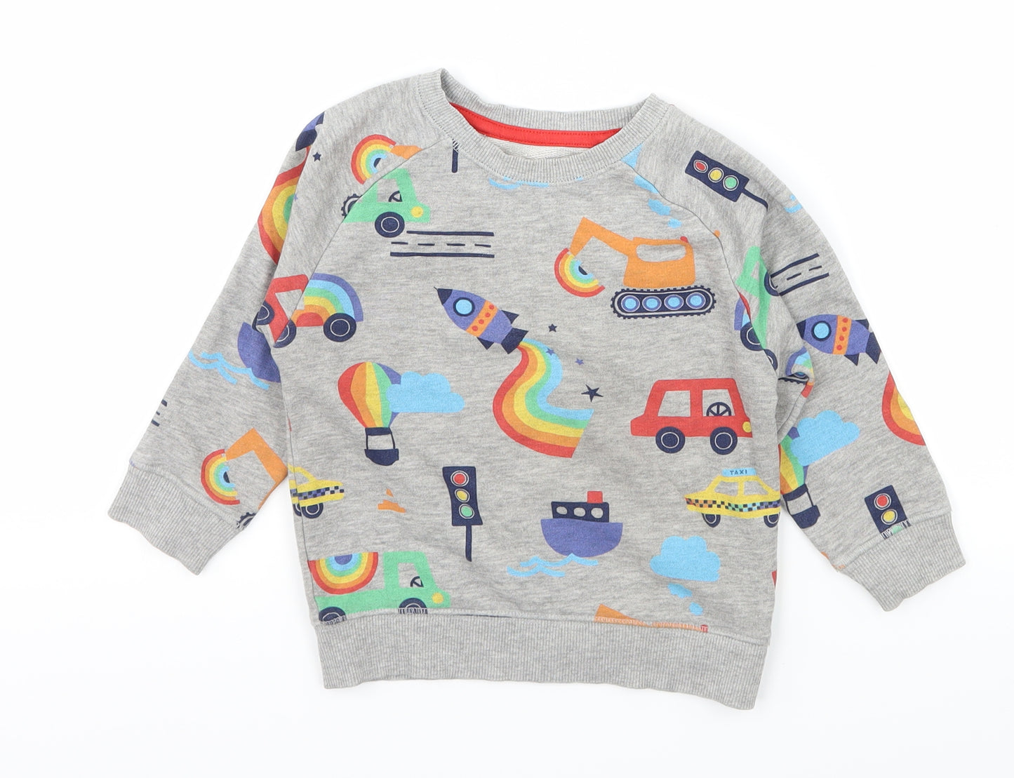 NEXT Boys Grey Geometric Jersey Pullover Jumper Size 12-18 Months  - Rocket