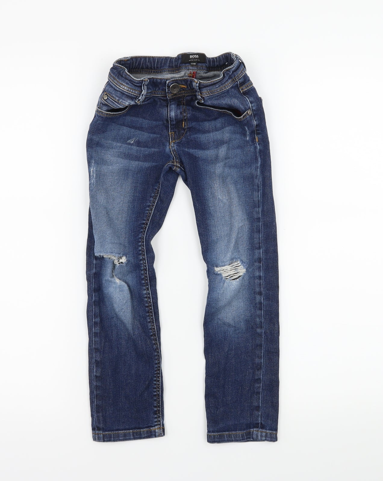 HUGO BOSS Boys Blue  Denim Straight Jeans Size 6 Years - Distressed