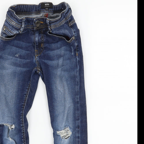 HUGO BOSS Boys Blue  Denim Straight Jeans Size 6 Years - Distressed