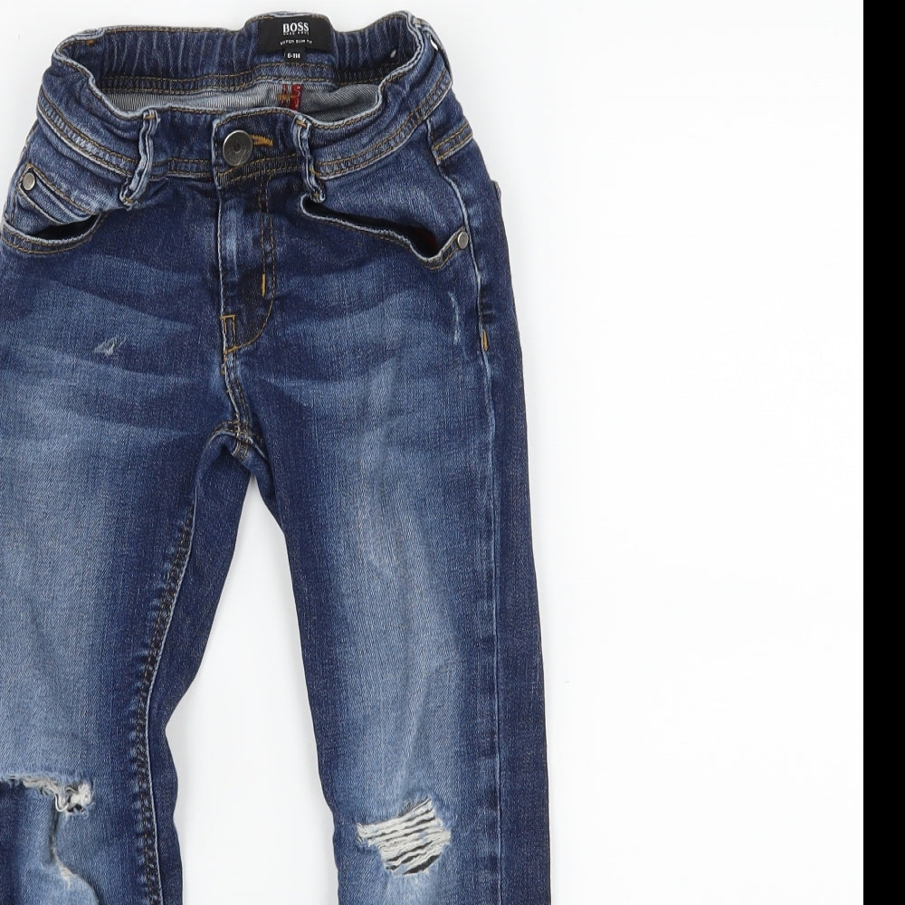 HUGO BOSS Boys Blue  Denim Straight Jeans Size 6 Years - Distressed
