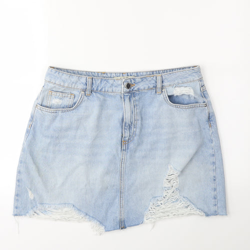 Denim & Co. Womens Black  Denim Mini Skirt Size 16