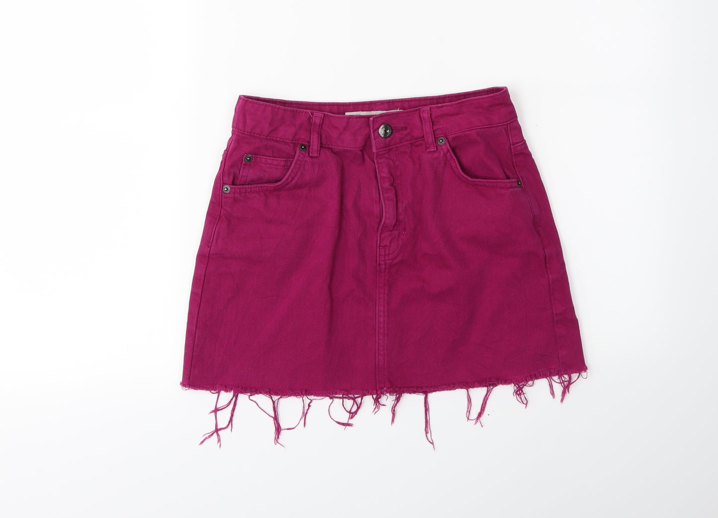 Topshop Womens Purple  Denim Mini Skirt Size 8