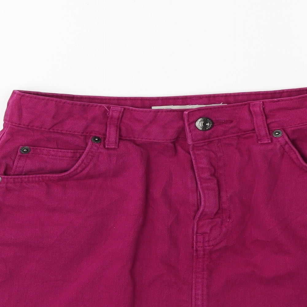 Topshop Womens Purple  Denim Mini Skirt Size 8