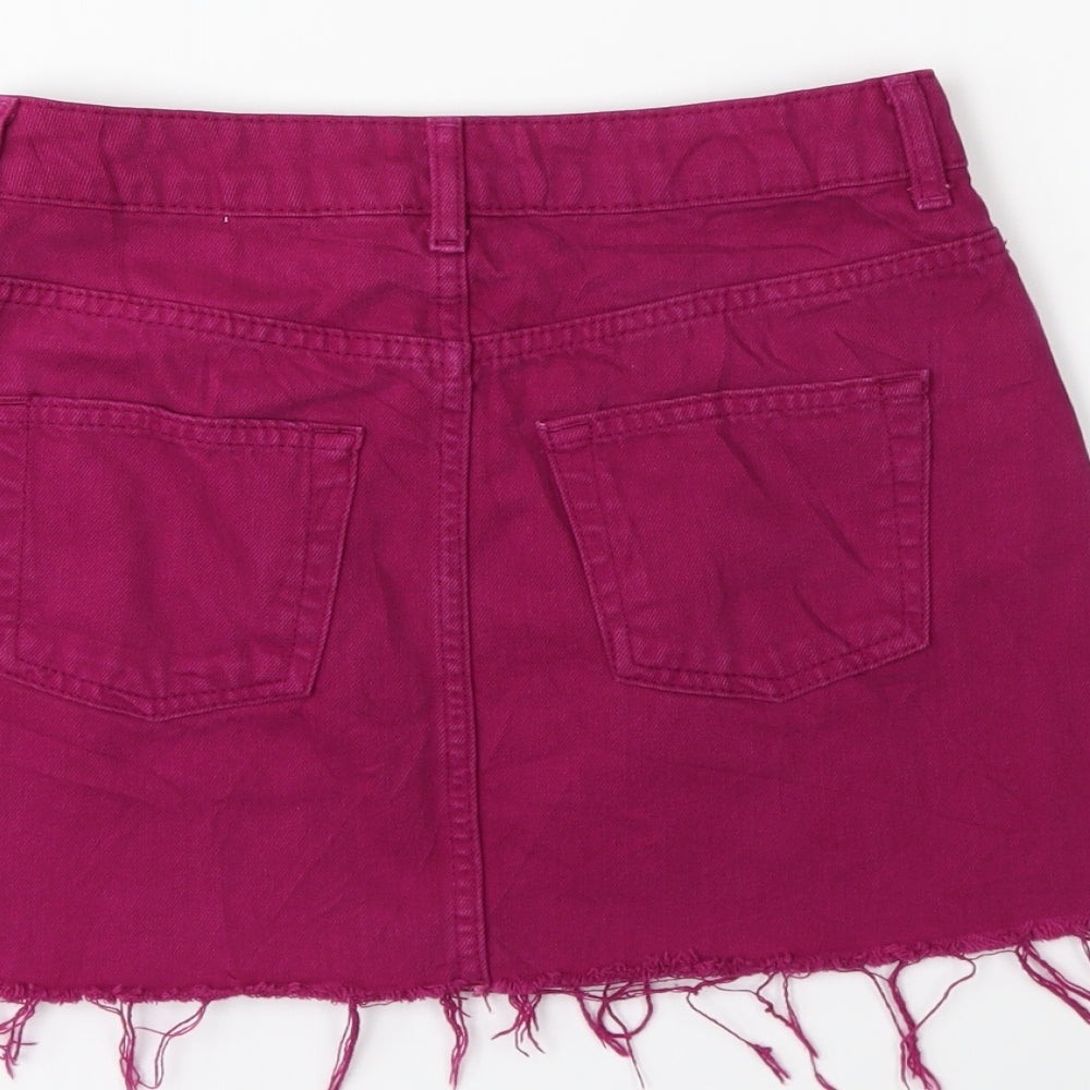 Topshop Womens Purple  Denim Mini Skirt Size 8