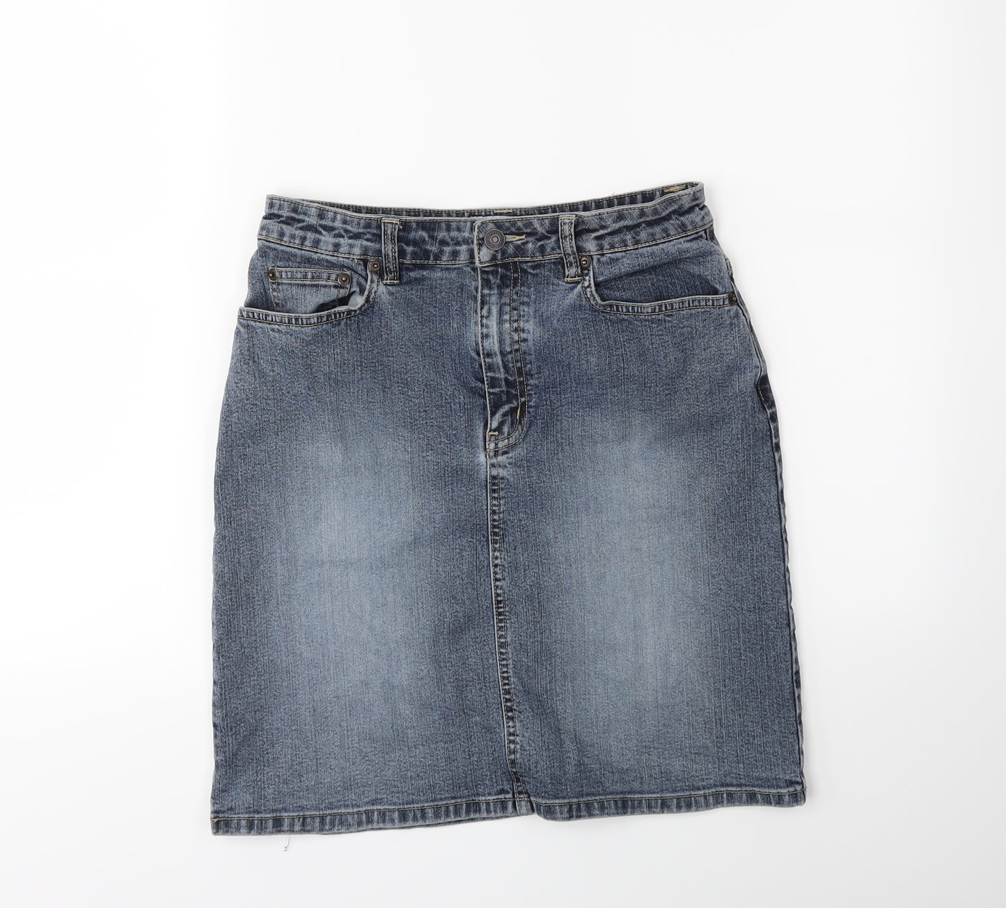 Moto Womens Blue  Denim Straight & Pencil Skirt Size 12