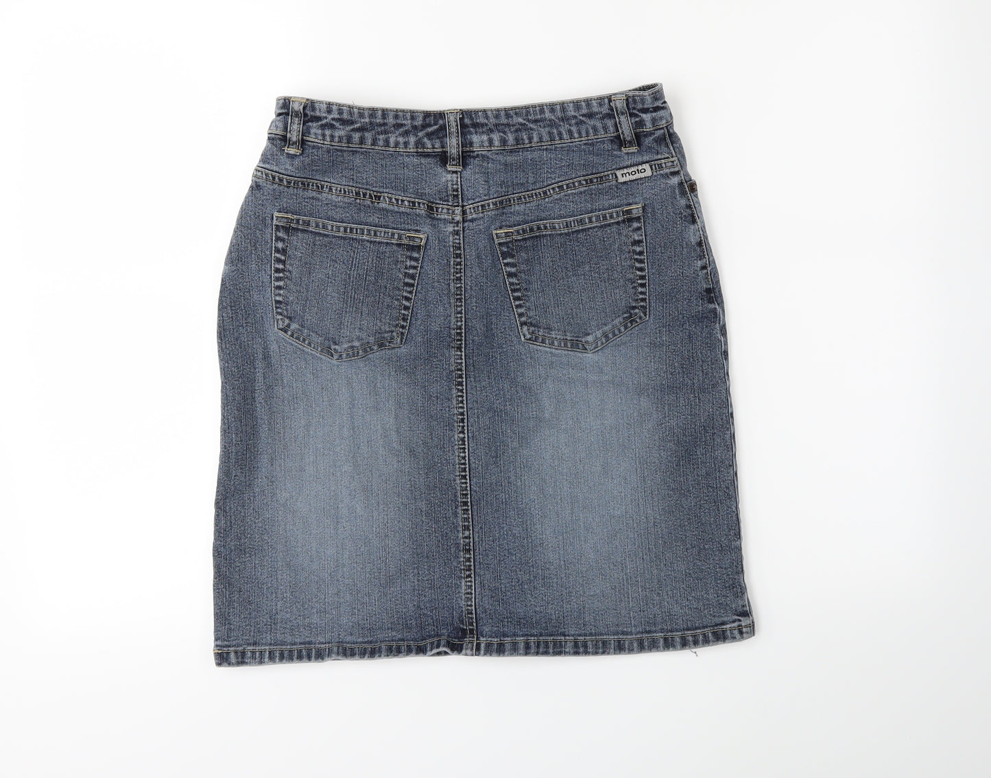 Moto Womens Blue  Denim Straight & Pencil Skirt Size 12