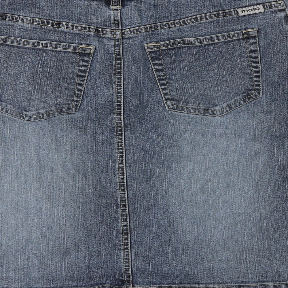 Moto Womens Blue  Denim Straight & Pencil Skirt Size 12