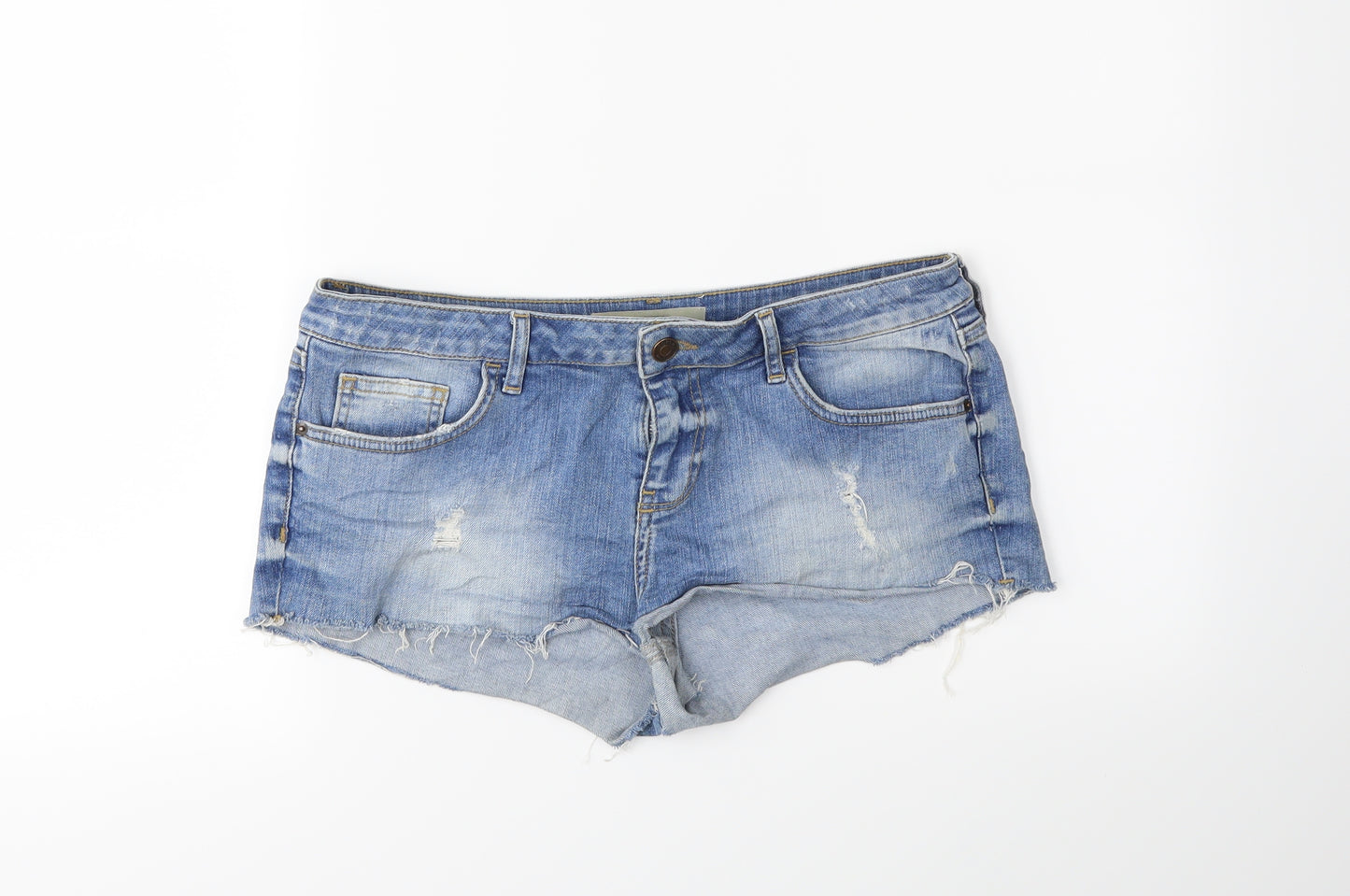 Topshop Womens Blue  Denim Hot Pants Shorts