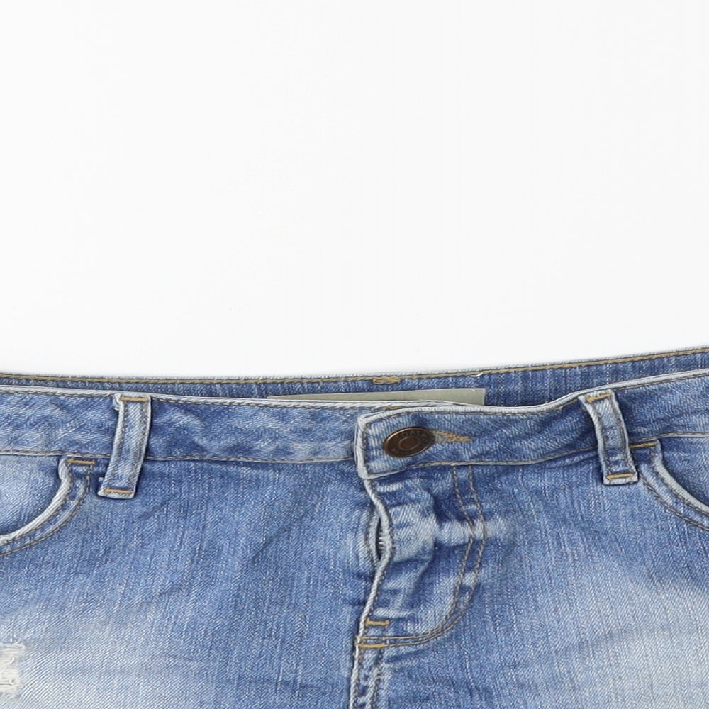 Topshop Womens Blue  Denim Hot Pants Shorts