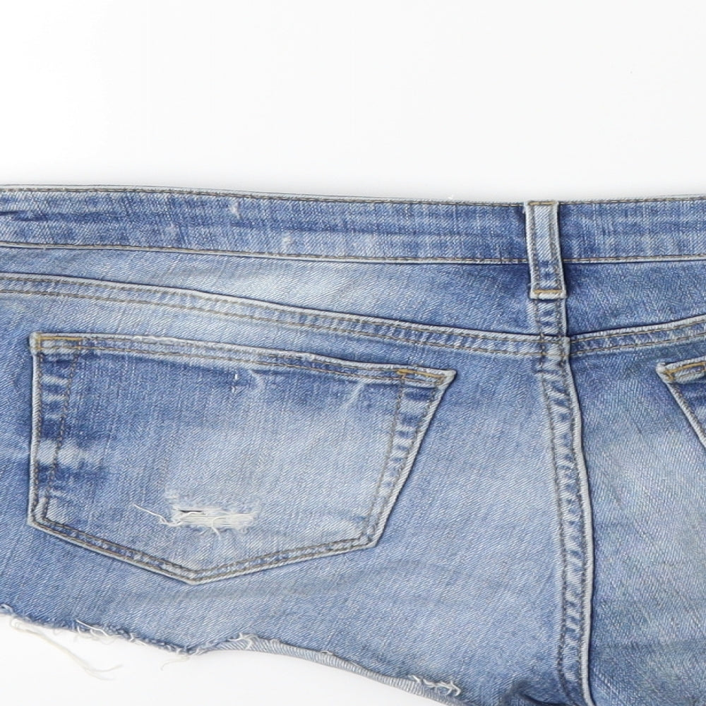 Topshop Womens Blue  Denim Hot Pants Shorts