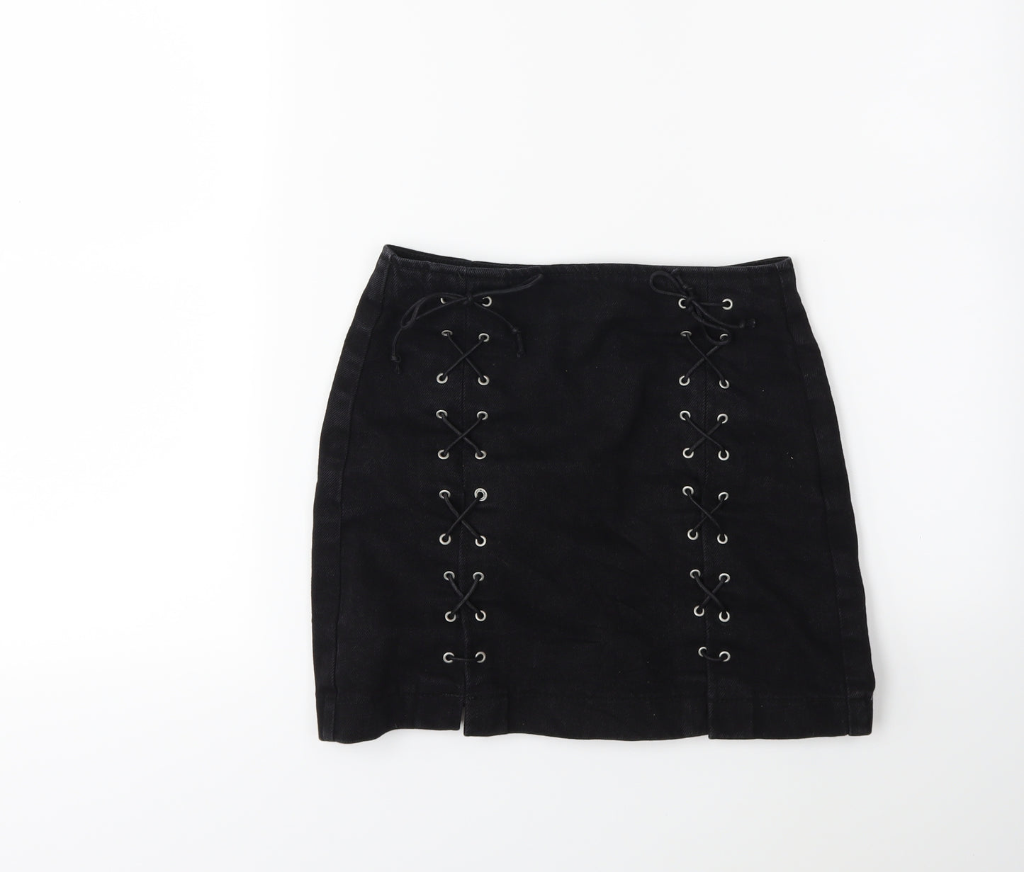 Topshop Womens Black  Denim Mini Skirt Size 6
