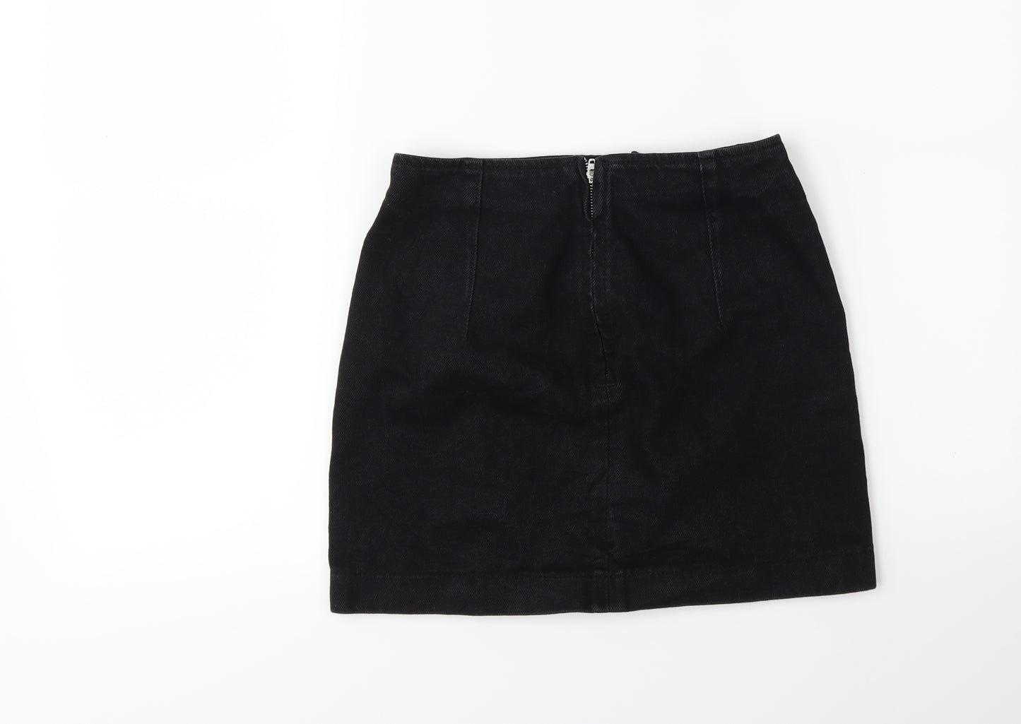 Topshop Womens Black  Denim Mini Skirt Size 6