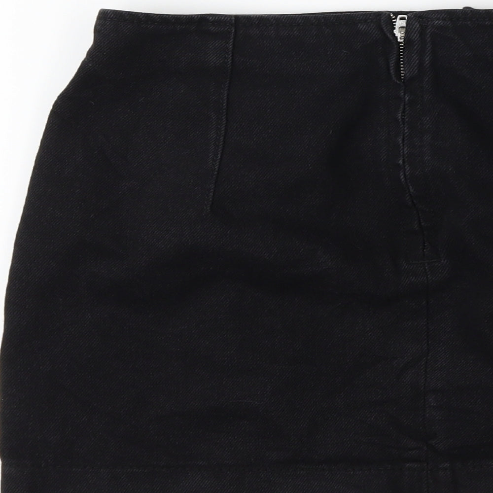 Topshop Womens Black  Denim Mini Skirt Size 6