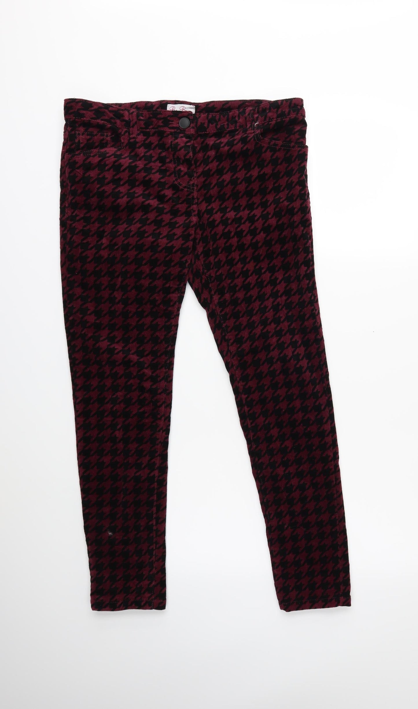 Be beau Womens Pink Houndstooth Corduroy Trousers  Size 10 L27 in
