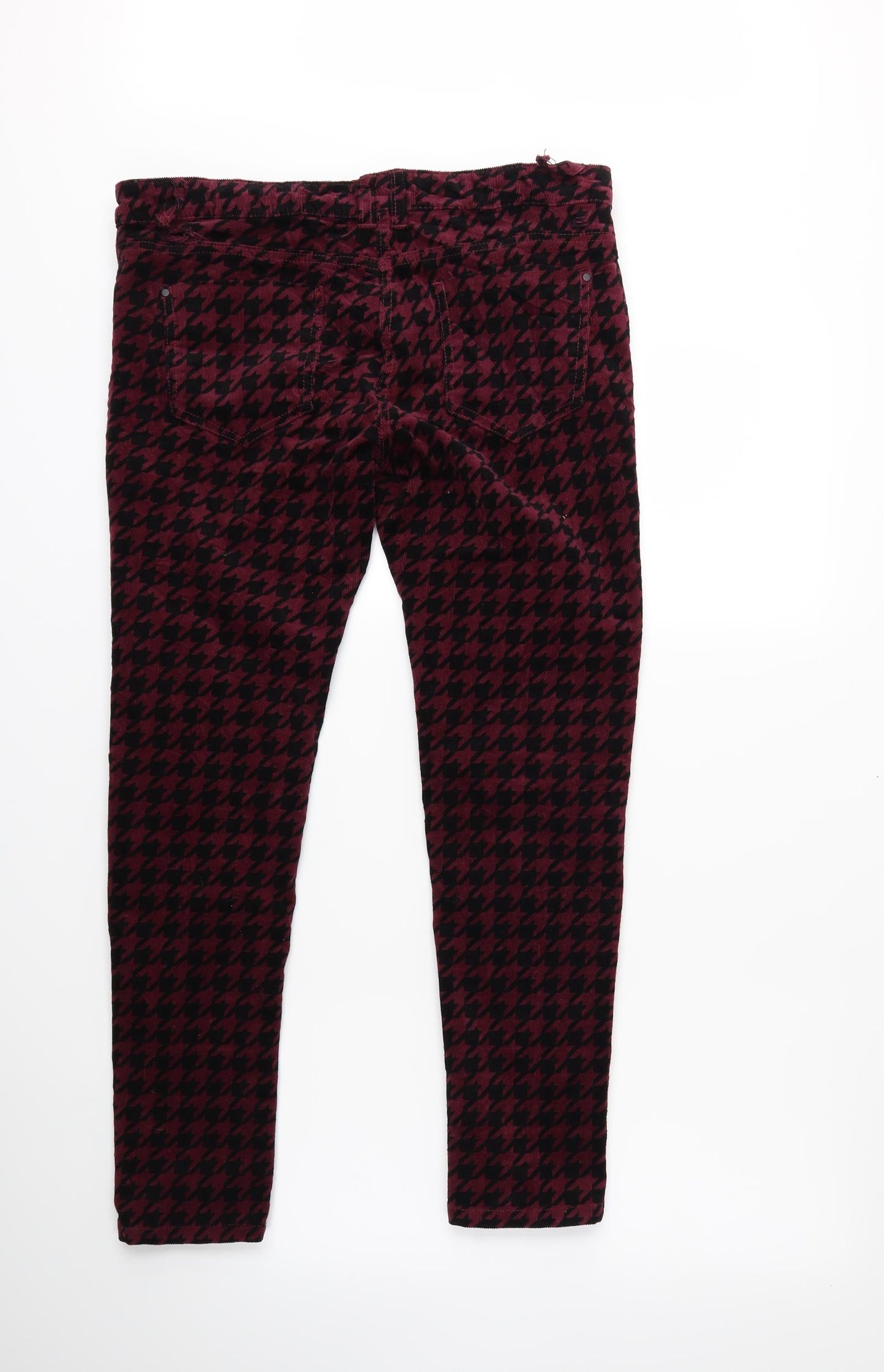 Be beau Womens Pink Houndstooth Corduroy Trousers  Size 10 L27 in