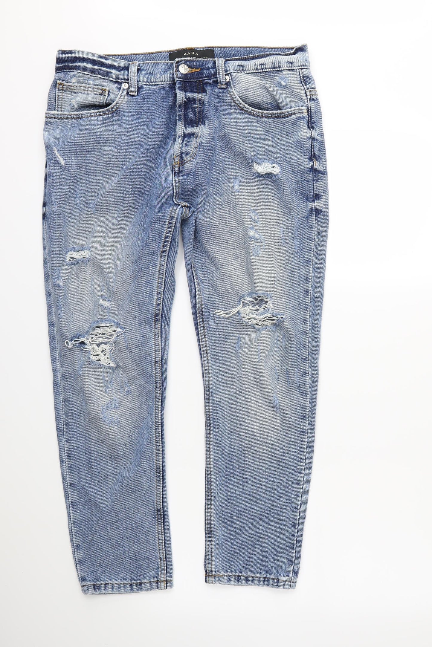 Zara Womens Blue  Denim Straight Jeans Size 12 L20 in