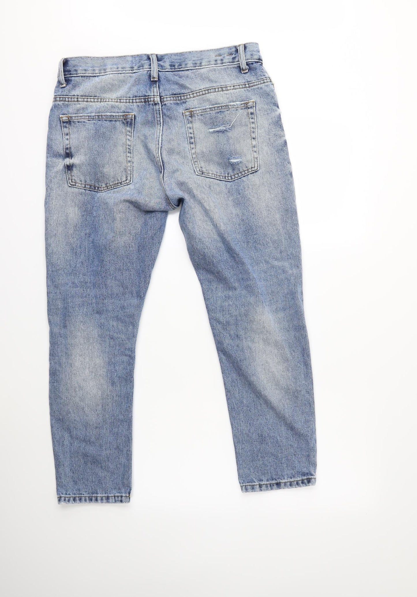 Zara Womens Blue  Denim Straight Jeans Size 12 L20 in