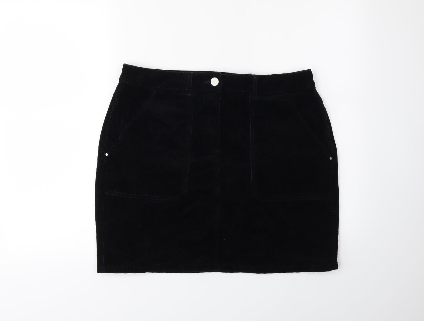 Dorothy Perkins Womens Black  Corduroy Mini Skirt Size 14