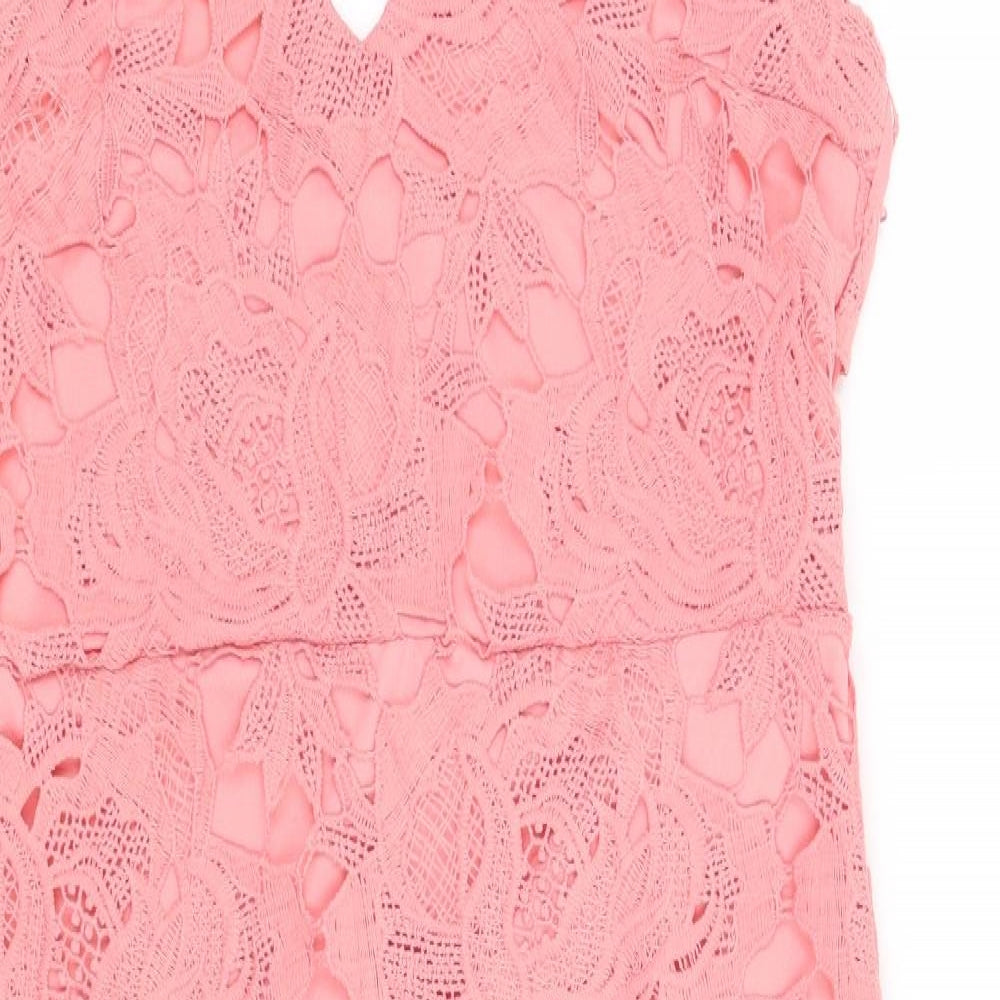 Boohoo Womens Pink Floral  Bodycon  Size 14