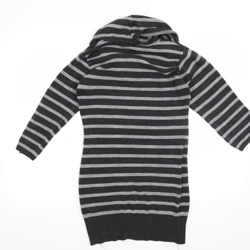 M&Co Womens Grey Striped  Pullover Jumper Size 8
