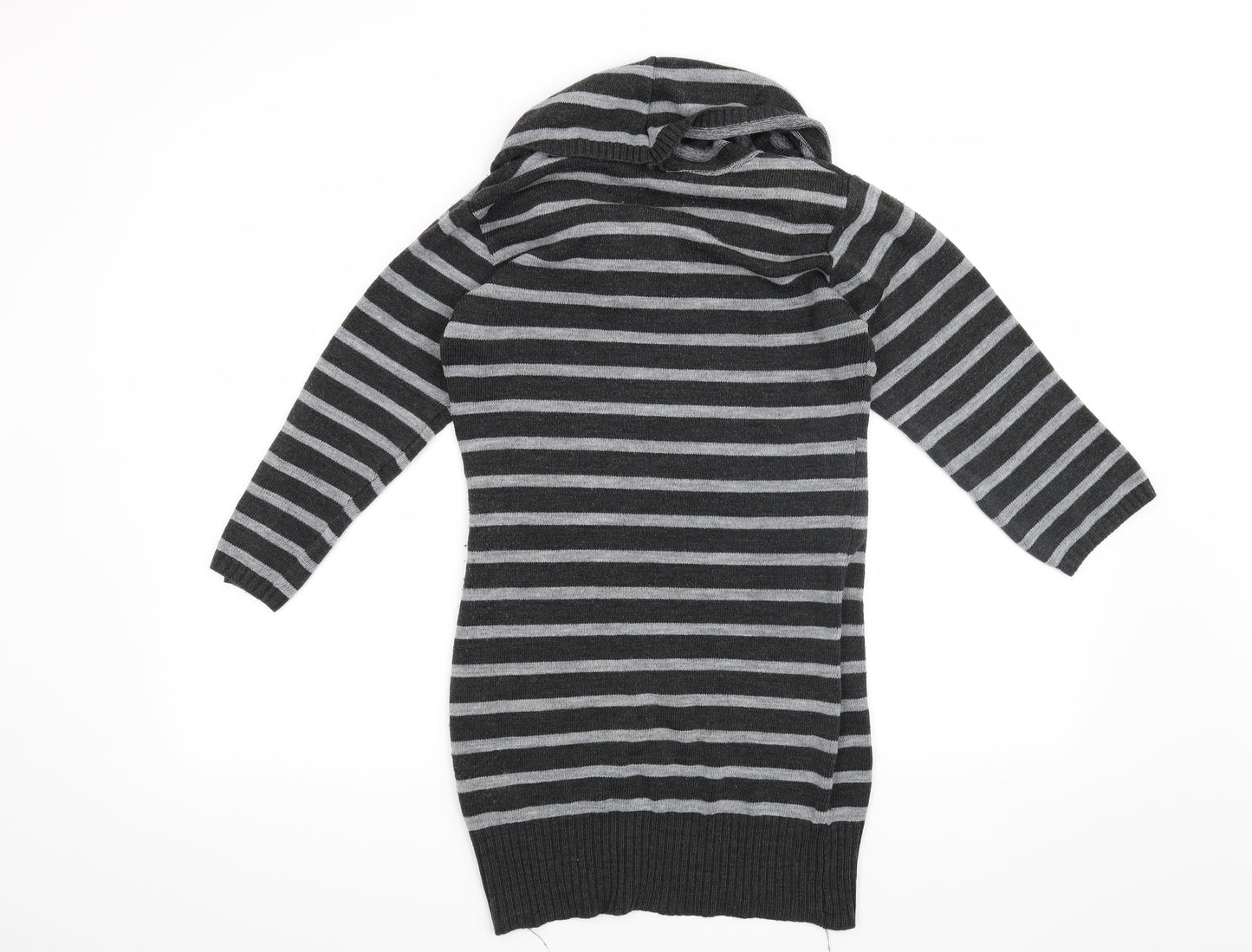 M&Co Womens Grey Striped  Pullover Jumper Size 8