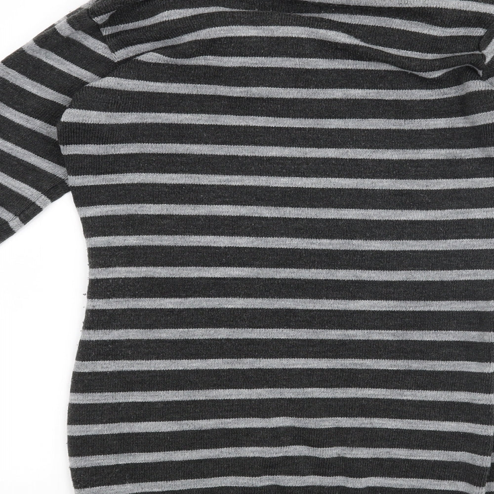 M&Co Womens Grey Striped  Pullover Jumper Size 8